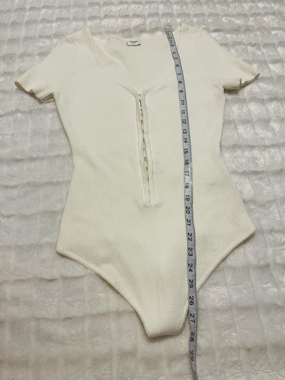 Abercrombie & Fitch Cream Ribbed  Bodysuit Womens size L - Picture 8 of 11
